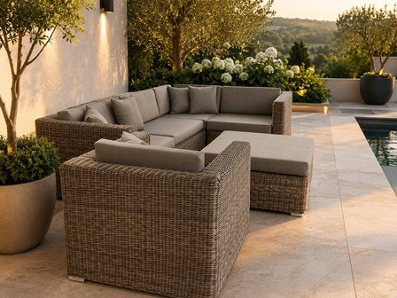Luxe loungeset met natuurlijke rattan look