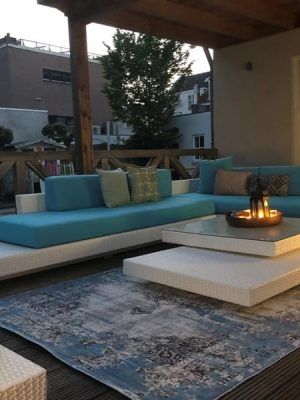 Loungeset Ibiza met turquoise kussens