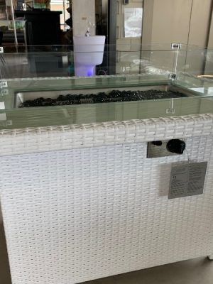 Vuurtafel rechthoek kunststof rattan 50% korting