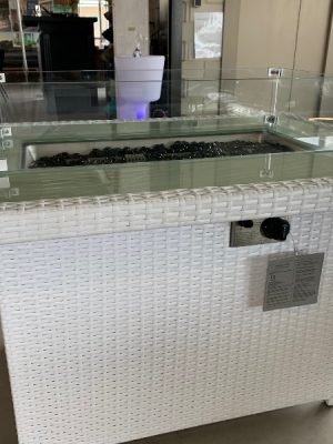 Vuurtafel rechthoek kunststof rattan 50% korting