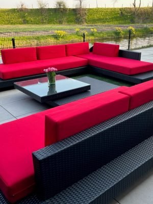 Loungeset Ibiza in zwart kunststof bezorgd in Hillegom