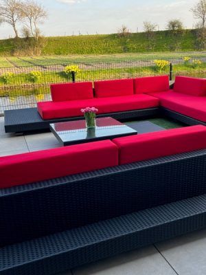 Loungeset Ibiza in zwart kunststof bezorgd in Hillegom