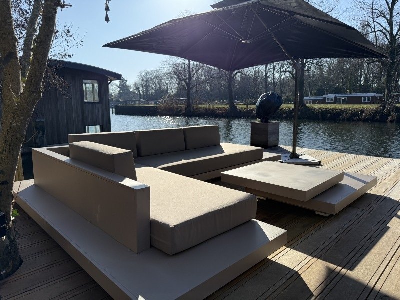 Loungeset Ibiza aluminium versie champagne kleur onderstel