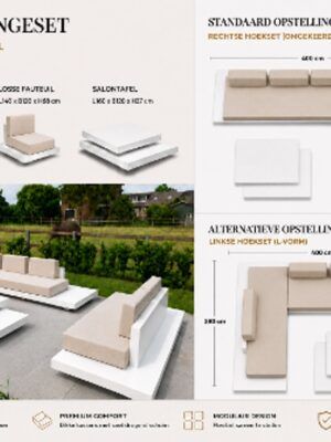 Loungeset Ibiza aluminium – wit onderstel