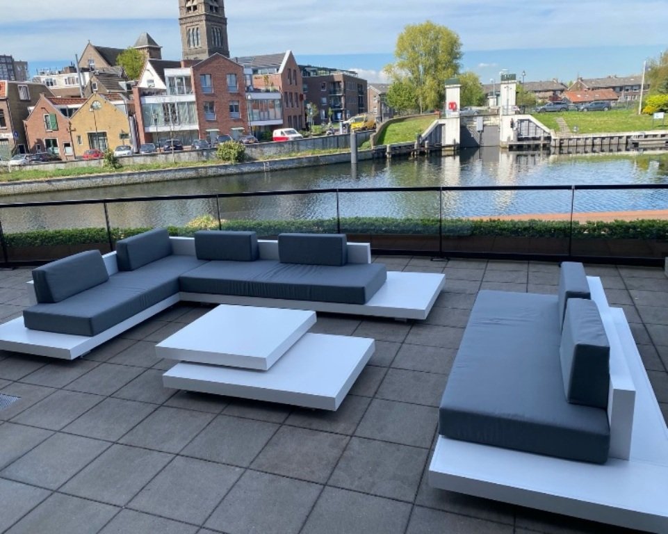 Loungeset Ibiza aluminium hoekset met losse tweezitsbank