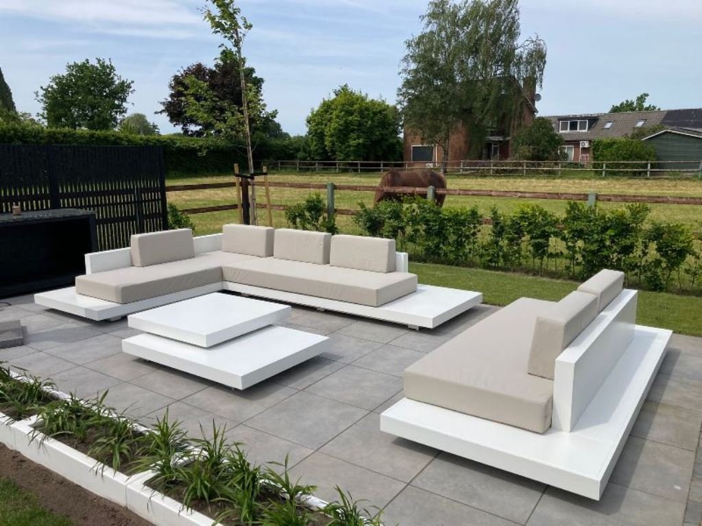Witte aluminium Loungeset Ibiza met luxe loungekussens